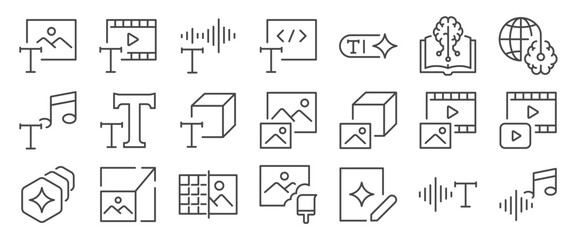 AI generative icon set. It included gen ai, prompt, artificial intelligence, digital, and more icons. Editable Vector Stroke.