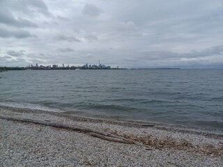 City Skyline View Over Gray Water