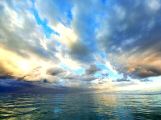 Dramatic Sunset Sky Over Tropical Water