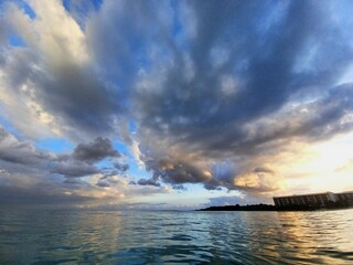 Dramatic Sunset Sky Over Tropical Water