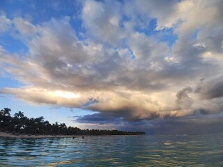 Dramatic Sunset Sky Over Tropical Water