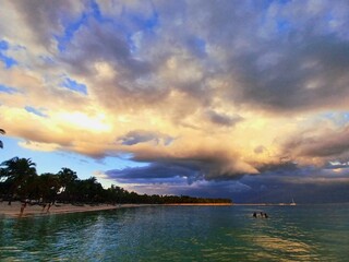 Dramatic Sunset Sky Over Tropical Water