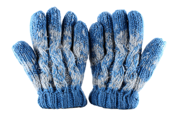 Blue knitted cable pattern gloves
