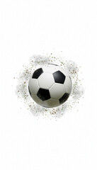 Naklejka premium Soccer ball mid-air after kick frozen motion isolated on white background