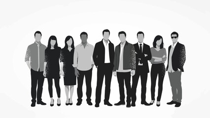 A diverse group of casually dressed men and women stand together in a studio setting against a white background. © Adi studio
