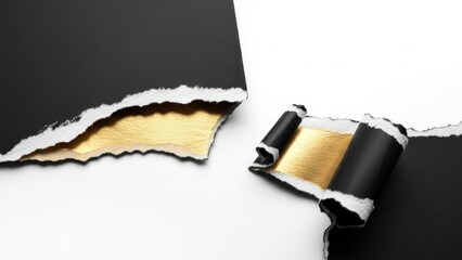 Torn Paper Revealing Gold Background.