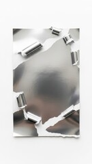 Torn Paper with Silver Tapes.