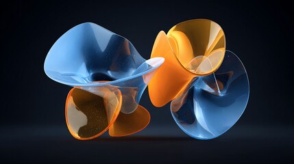 Abstract 3D rendering of interconnected, transparent, flowing, and organic shapes