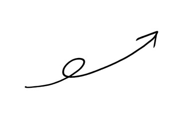 Hand Drawn Curved Arrow Icon &ndash; Cute Doodle Vector Illustration