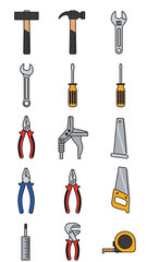 Obraz premium Assortment of essential hand tools for repair, construction, and DIY projects. Flat vector illustration of workshop equipment.