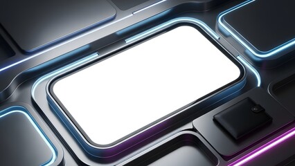 Mockup design concept with neon lights and futuristic interface elements