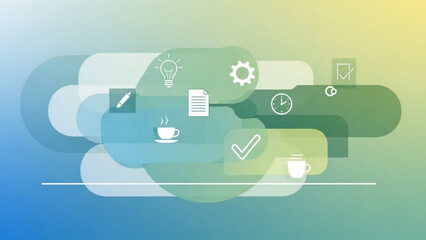 Cloud computing concept with icons for productivity and organization, digital workspace