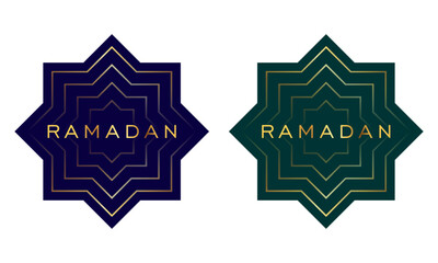 Beautiful Ramadan poster design with star patterns in gold and dark blue and green colors