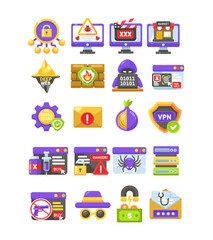 Cyber Security & Dark Web Threat Vector Icon Set