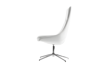 Empty office leather chair white leather luxurious senior executives for meeting room isolated on cutout PNG or transparent background. Decoration place in living room. Modern interior decoration.