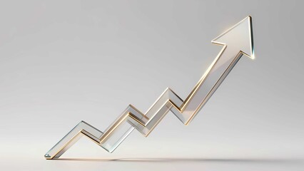 Realistic glass growth arrows on abstract background symbolizing business success