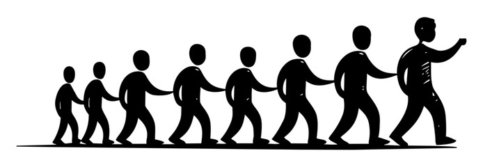 Leader guiding group of followers representing leadership, teamwork and direction concept