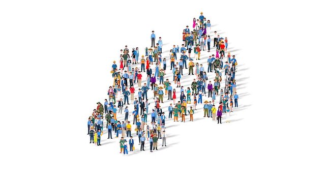 Rwanda Nation Population Diversity Country Map Shape Animation