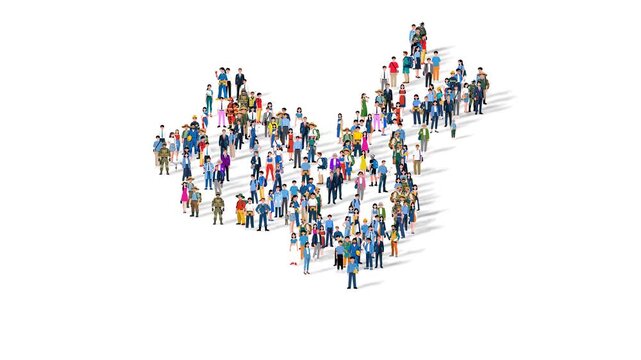 People's Republic of China Nation Population Diversity Country Map Shape Animation