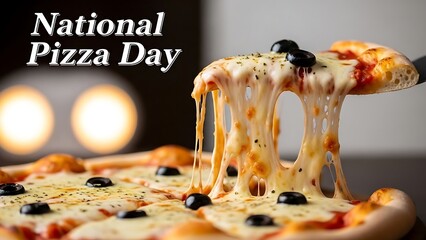 Celebrating national pizza day with a delicious slice