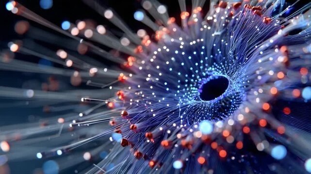Abstract Digital World: A captivating display of intricate data, shimmering light, and advanced technological connections, representing the core of modern innovation.