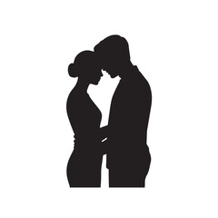 Couple silhouette black color design, solid white background (8).eps