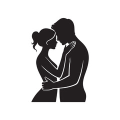 Couple silhouette black color design, solid white background (10).eps