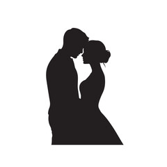 Couple silhouette black color design, solid white background (12).eps