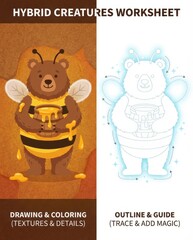 Cartoon baby boy and girl coloring page for kids with cute animals and teddy bears in a playful style