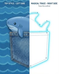 Cartoon dolphin holding a blank sign underwater in a fun marine illustration style