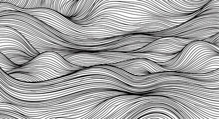Intricate pattern composed of numerous flowing, overlapping black lines against a white background