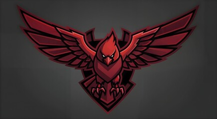 Fierce Cardinal Emblem With Powerful Spread Wings