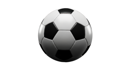 Classic soccer ball illuminated against a stark black background showcasing form detail