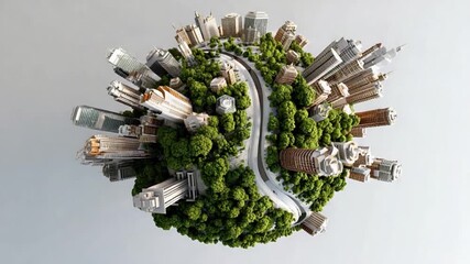 Urban Oasis: a dynamic visualization of a city entwined with a vibrant green ecosystem, highlighting the crucial harmony between urbanization and environmental responsibility.