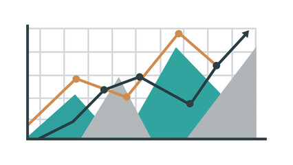 Two lines chart with up trend graph