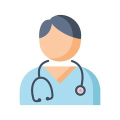 Doctor icon with stethoscope around neck, representing healthcare profession