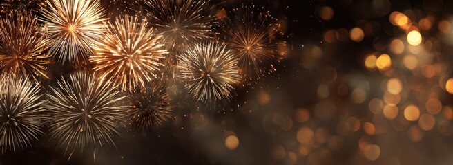 Golden fireworks display against a dark background