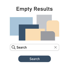 Empty search results page with abstract shapes and search bar