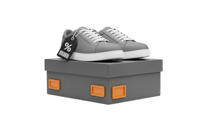 Gray Sneakers with Sale Tag on Box