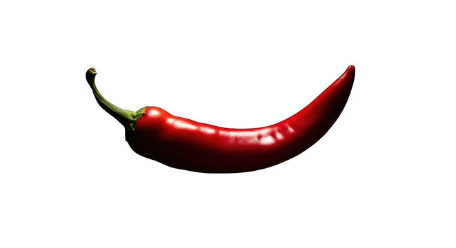 Fiery red chili pepper isolated on black background showcasing vibrant color and smooth texture