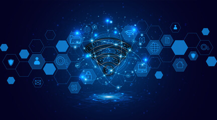 Abstract wifi symbol. Concept of communication technology, internet signal or wireless connection.