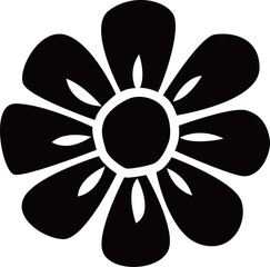 花のシルエットアイコンベクターイラスト素材　デイジーやカモミールなどシンプルでかわいい花のイメージ画像　透明背景