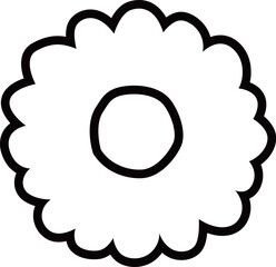 花の線画アイコンイラスト素材　デイジーやカモミールなどシンプルでかわいいイメージ画像　透明背景