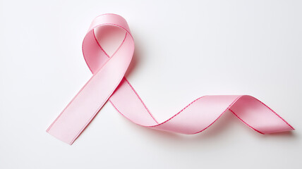 Pink awareness ribbon symbolizing breast cancer support health prevention and global medical awareness concept.
