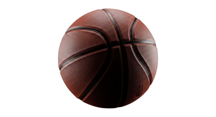 Basketball presentation emphasizing detail and texture on a stark black backdrop