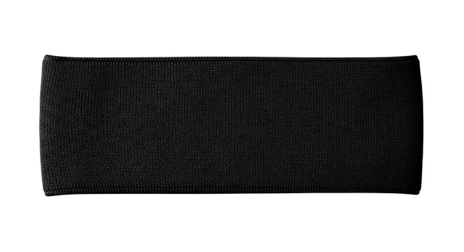 Monochromatic black sports headband on a solid black background with woven texture - Powered by Adobe