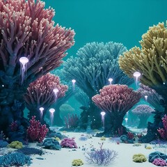 A colorful and magical underwater coral reef scene