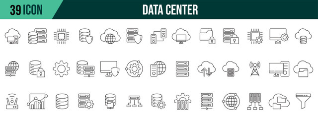 Data center icons collection, editable and resizable vector icon templates.
