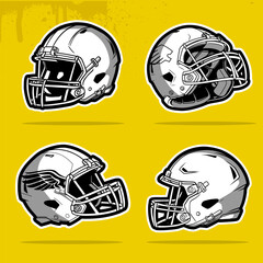 collection vector of American football helmet illustration in various style.