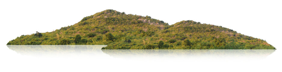 Mountain The isolated island has a shadow on a white background along the path. 